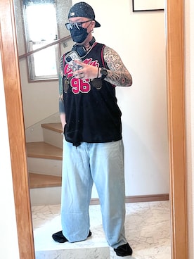 「アイテム（PC・スマホグッズ/家電、ブラック系）」を使った、jokerさん（メンズ・170cm）の夏コーディネート