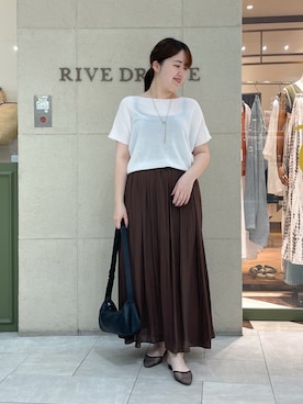 「RIVE DROITE（リヴドロワ）の【コーデのポイントに】レザーボディバッグ（ハンドバッグ）」を使った、Mihoさん（レディース・161cm）の夏コーディネート