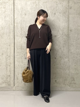 「RIVE DROITE（リヴドロワ）のレザービットローファー（ローファー）」を使った、Mihoさん（レディース・161cm）の秋コーディネート