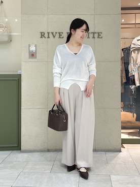 「RIVE DROITE（リヴドロワ）の手洗い可/タックワイドスラックス（スラックス、グレー系）」を使った、Mihoさん（レディース・161cm）の春コーディネート