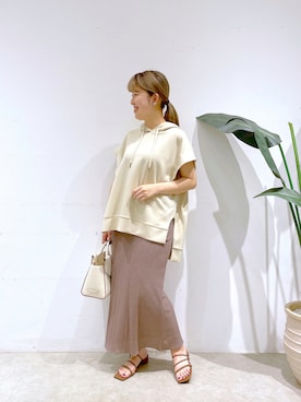 「ダンボール素材」｜「アイテム（アクセサリー）」を使った、Mihoさん（レディース・161cm）の夏コーディネート