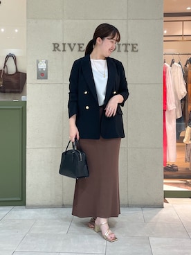 「アイテム（スカート、ブラウン系）」を使った、Mihoさん（レディース・161cm）の夏コーディネート
