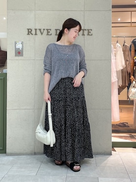 「RIVE DROITE（リヴドロワ）の【コーデのポイントに】レザーボディバッグ（ハンドバッグ）」を使った、Mihoさん（レディース・161cm）の夏コーディネート