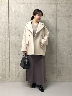 「アイテム（ピーコート）」を使った、Mihoさん（レディース・161cm）の秋コーディネート