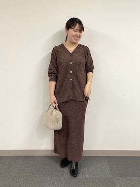 「アイテム（ボストンバッグ、ベージュ系）」を使った、Mihoさん（レディース・161cm）の秋コーディネート