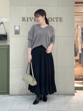 「RIVE DROITE（リヴドロワ）の【収納力抜群】2wayハンドルバッグ（ハンドバッグ）」を使った、Mihoさん（レディース・161cm）の秋コーディネート