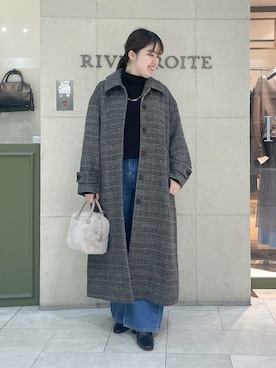 「アイテム（ステンカラーコート）」を使った、Mihoさん（レディース・161cm）の秋コーディネート