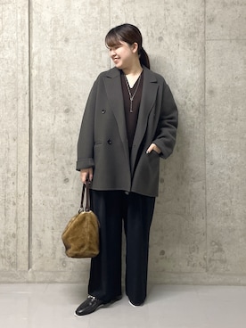 「RIVE DROITE（リヴドロワ）のレザービットローファー（ローファー）」を使った、Mihoさん（レディース・161cm）の秋コーディネート