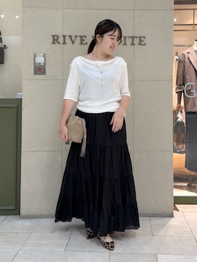 「RIVE DROITE（リヴドロワ）の【R.good】thinラリエット（ネックレス、シルバー系）」を使った、Mihoさん（レディース・161cm）の夏コーディネート