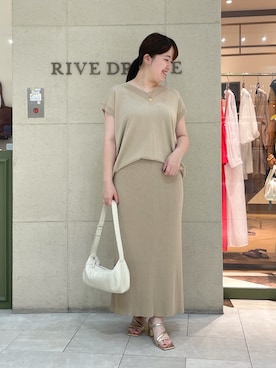「RIVE DROITE（リヴドロワ）の【コーデのポイントに】レザーボディバッグ（ハンドバッグ）」を使った、Mihoさん（レディース・161cm）の夏コーディネート