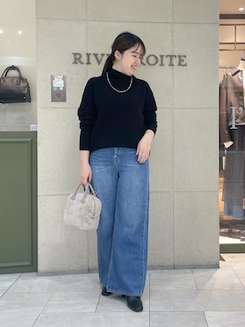 「アイテム（ボストンバッグ、ベージュ系）」を使った、Mihoさん（レディース・161cm）の秋コーディネート