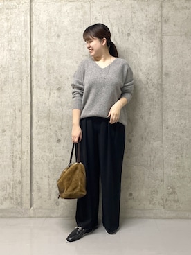 「RIVE DROITE（リヴドロワ）のレザービットローファー（ローファー）」を使った、Mihoさん（レディース・161cm）の秋コーディネート