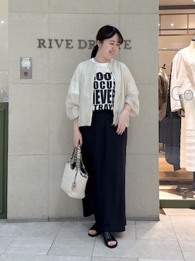 「RIVE DROITE（リヴドロワ）の【接触冷感】アソートロゴTee（Tシャツ/カットソー、ホワイト系）」を使った、Mihoさん（レディース・161cm）の夏コーディネート