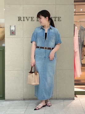 「デニムワンピース」｜Mihoさん（レディース・161cm）の夏コーディネート