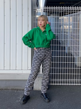 「x-girl_ootd」｜「アイテム（アクセサリー）」を使った、久山　由理香さん（レディース・156cm）の春コーディネート