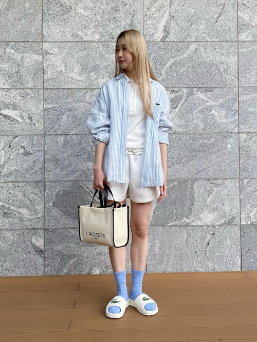 LACOSTE｜タイトフィットリブニットポロシャツ | Rakuten