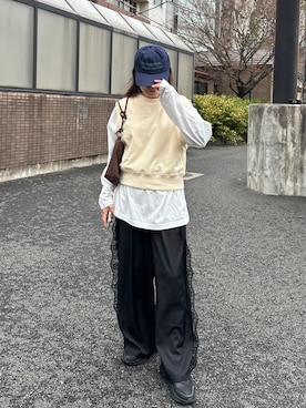 「PILIT（ピリット）のアイテム（キャップ）」を使った、PILITさん（レディース・162cm）の春コーディネート