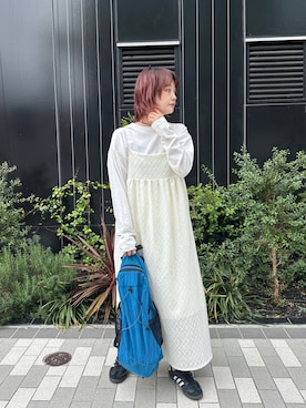 「PILIT（ピリット）の【インナーSET】ジャガードキャミワンピース（ワンピース、ホワイト系）」を使った、PILITさん（レディース・164cm）の春コーディネート