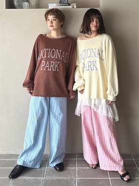 「ストライプパンツ」｜PILITさん（レディース・158cm）の夏コーディネート