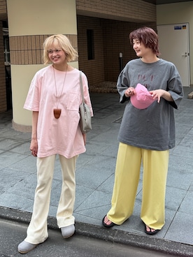 「アイテム（キャップ、ピンク系）」を使った、PILITさん（レディース・158cm）の夏コーディネート