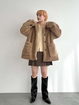 「秋服コーデ」｜「アイテム（ステンカラーコート）」を使った、PILITさん（レディース・158cm）の冬コーディネート