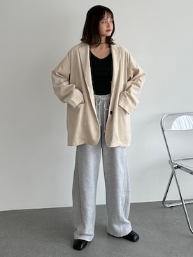 「アイテム（テーラードジャケット、ホワイト系）」を使った、PILITさん（レディース・155cm）の秋コーディネート