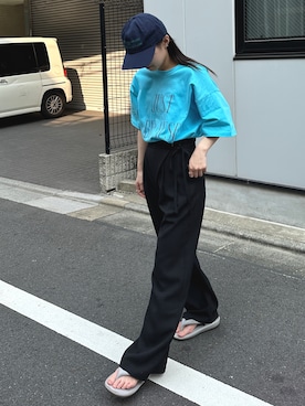 「アイテム（キャップ）」を使った、PILITさん（レディース・153cm）の夏コーディネート