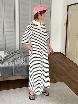「アイテム（キャップ、ピンク系）」を使った、PILITさん（レディース・158cm）の夏コーディネート