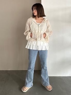 「アイテム（パーカー）」を使った、PILITさん（レディース・155cm）の夏コーディネート