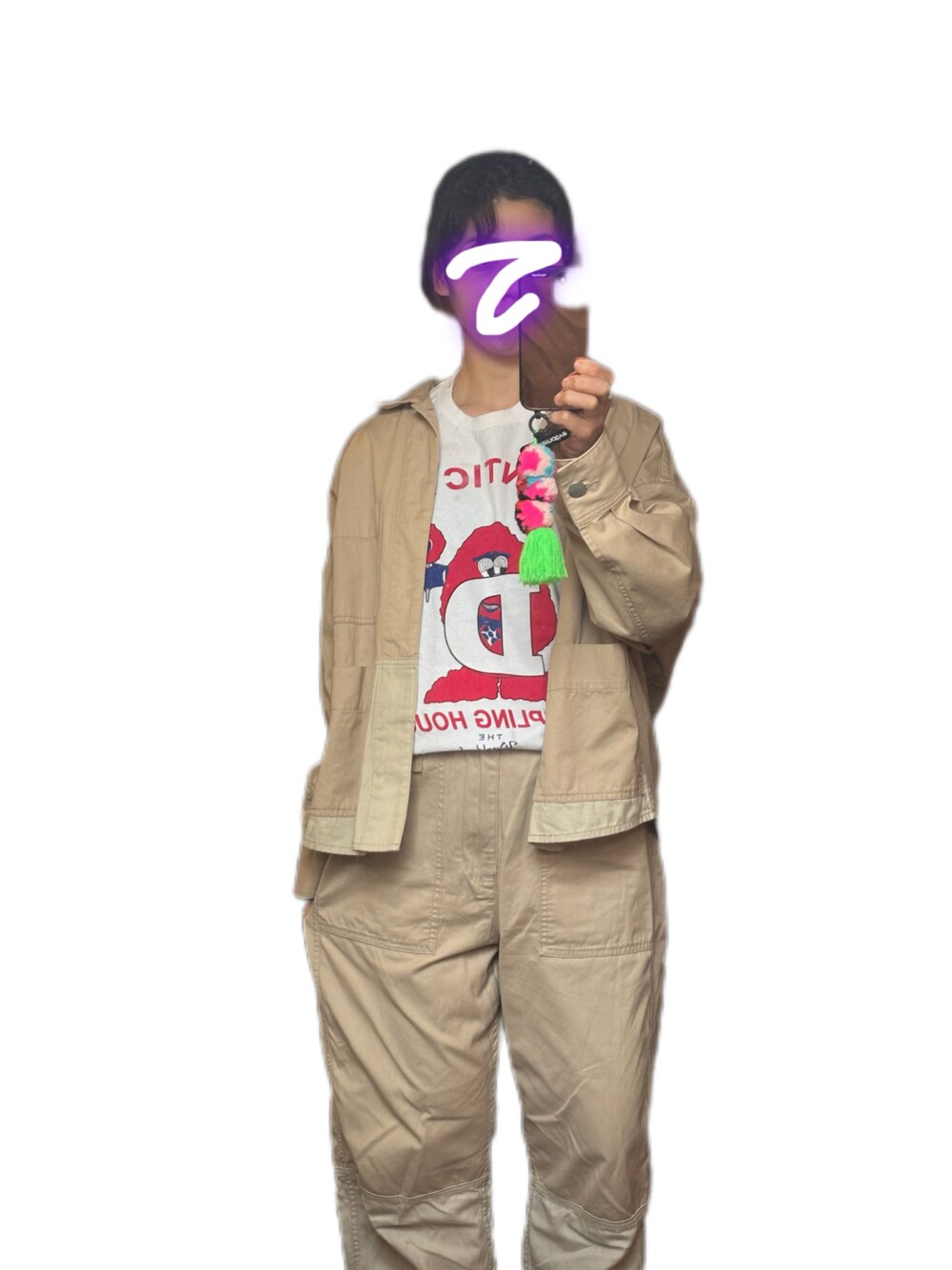 「RNA-NのR3884 ヘリンボン/オックスワークパンツ（その他パンツ、ベージュ系）」を使った、b39さん（骨格ウェーブ・レディース・164cm）の春コーディネートの1枚目の写真