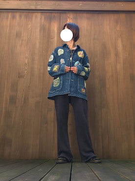 「アイテム（カバーオール）」を使った、bbkoさん（レディース・164cm）の秋コーディネート
