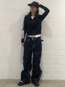 「アイテム（ジャージ）」を使った、RTさん（レディース・160cm）の冬コーディネート