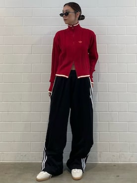 「adidas（アディダス）のBAGGY TRACK PANTS / アディダスオリジナルス adidas Originals（その他パンツ、ブラック系）」を使った、RTさん（レディース・161cm）の夏コーディネート