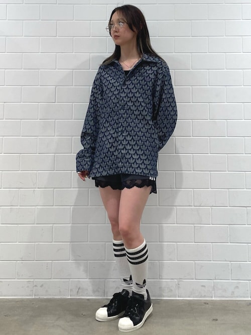 レース トリム スリーストライプス ショーツ ショートパンツ