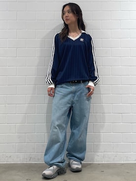 「adidas（アディダス）のAdifom Megajane / アディダスオリジナルス adidas Originals（スニーカー、グレー系）」を使った、RTさん（レディース・160cm）の春コーディネート