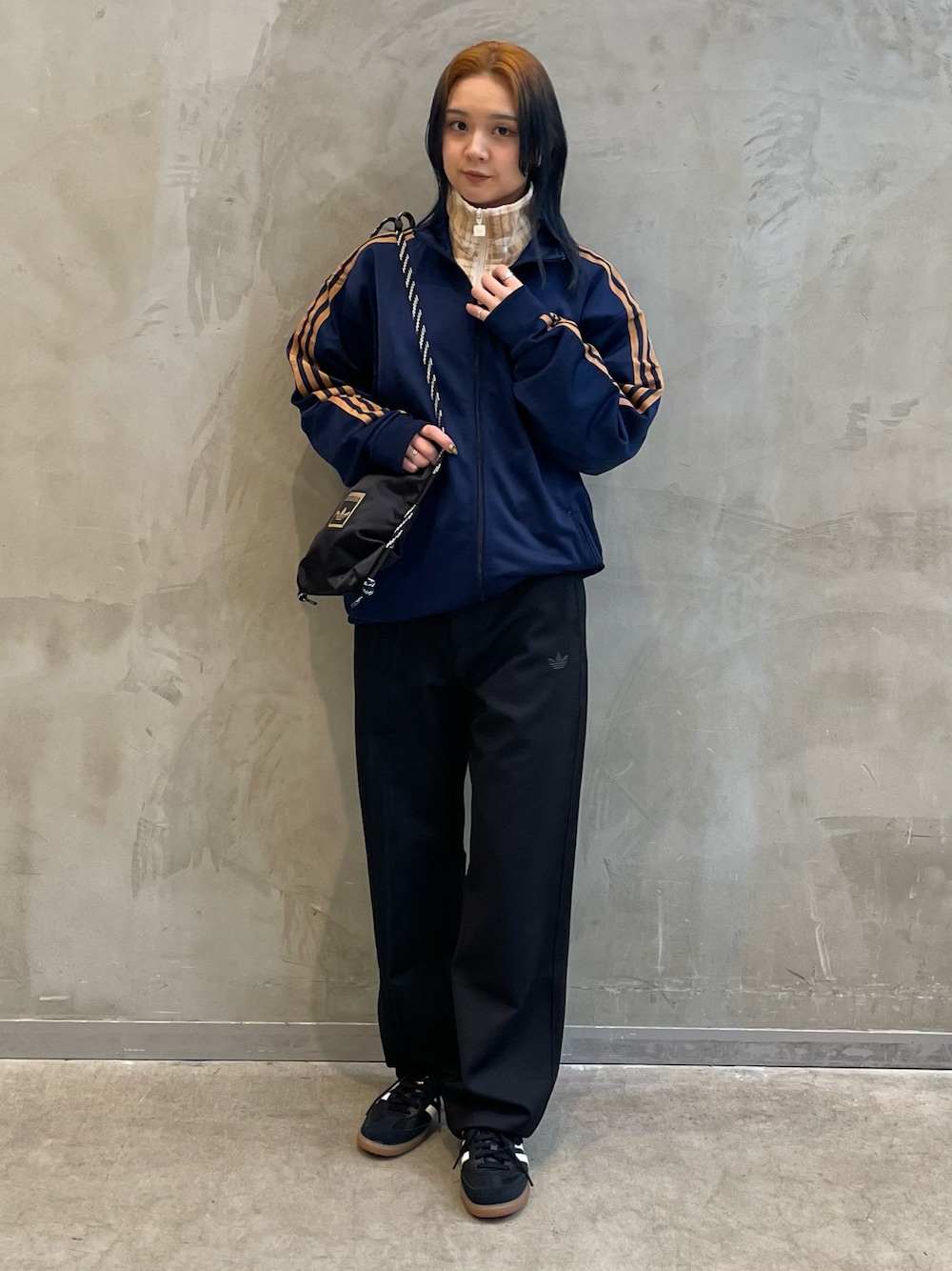 コーデュロイ タータン ハーフジップトップ / アディダス