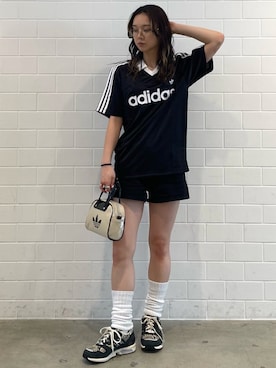 「adidas（アディダス）のスラウチー クルーソックス1足組 / アディダスオリジナルス adidas Originals（ソックス/靴下、ホワイト系）」を使った、RTさん（レディース・160cm）の春コーディネート