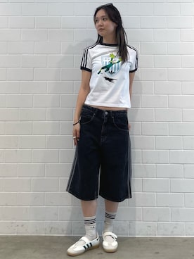 「adidas（アディダス）のSAMBA JANE W / アディダスオリジナルス adidas Originals（スニーカー、ホワイト系）」を使った、RTさん（レディース・160cm）の春コーディネート