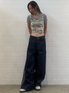 「adidas（アディダス）のカモ コルセットシャツ（トップス、その他）」を使った、RTさん（レディース・161cm）の夏コーディネート