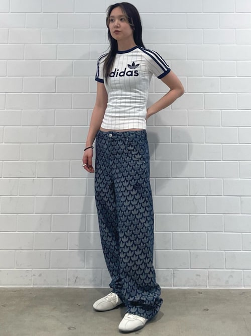 新品  リニアグラフィックカリ半袖 M リニア グラフィック カリ半袖Tシャツ、デニム ルーズ モノグラム