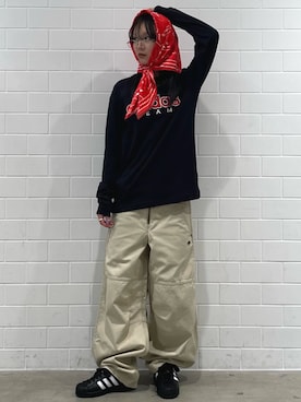 「adidas（アディダス）のスーパースター / Superstar / アディダスオリジナルス adidas Originals スニーカー（スニーカー、ブラック系）」を使った、RTさん（レディース・160cm）の春コーディネート