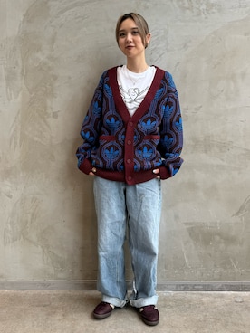 「アディダスオリジナルス」｜「アイテム（カーディガン/ボレロ）」を使った、RTさん（レディース・160cm）の秋コーディネート