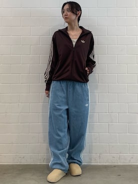 「adidas（アディダス）のアディミュール サンダル / Adimule Slides / アディダスオリジナルス adidas Originals（サンダル、ベージュ系）」を使った、RTさん（レディース・161cm）の夏コーディネート
