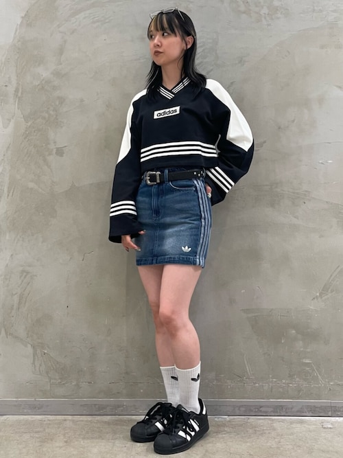 adidas デニムスカート ミニスカート24 アディカラー スリーストライプス デニム ミニスカート