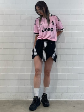 「adidas（アディダス）のADISTAR CONTROL 5 for JAPAN（シューズ、ブラック系）」を使った、RTさん（レディース・161cm）の夏コーディネート