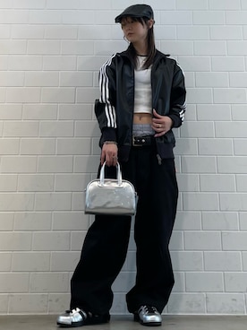 「adidas（アディダス）のプレザー3Sトラックトップ / ジャージ / アディダスオリジナルス adidas Originals（ジャージ、ブラック系）」を使った、RTさん（レディース・160cm）の春コーディネート