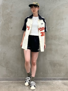 「アイテム（レッグウェア、グレー系）」を使った、RTさん（レディース・160cm）の夏コーディネート