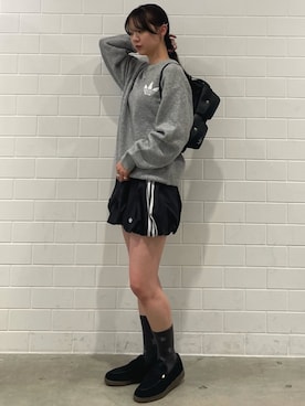 「adidas（アディダス）のadidas Originals アスレチック デプト ニットセーター / アディダスオリジナルス adidas Originals（ニット/セーター、グレー系）」を使った、RTさん（レディース・160cm）の春コーディネート