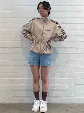 「adidas（アディダス）のスーパースター II / SUPERSTAR II / アディダスオリジナルス adidas Originals（スニーカー、ホワイト系）」を使った、RTさん（レディース・160cm）の春コーディネート