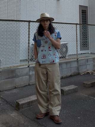 「MRFATMAN（ミスターファットマン）のTWO DOLLAR FINE RAFFIA（ハット）」を使った、yusuke    さん（メンズ・173cm）の夏コーディネート